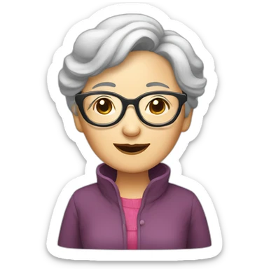 Chinese senior lady wear glasses with sleepylooks sticker