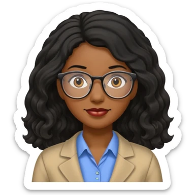Black women teacher with black long  wavy hair sticker