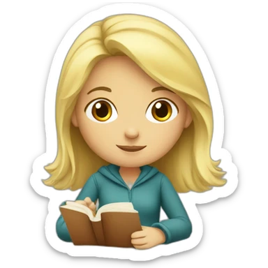 A blonde girl studying sticker