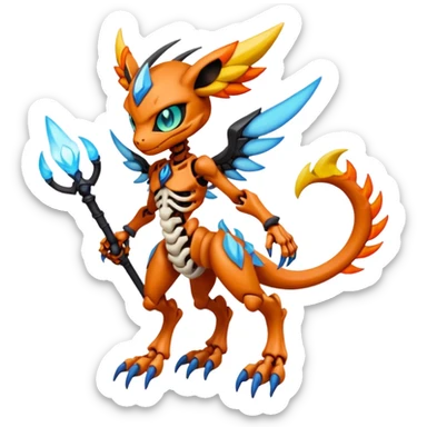 Anthro Digitigrade Cool Badass Skeletal Meloetta-Wargreymon-Guilmon-Pokémon-Digimon-Fakémon-fusion-hybrid-creature sticker