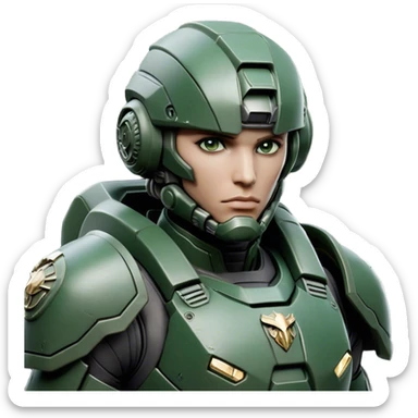 Cinematic Realistic StarCraft Terran Marine Portrait, depicted with rugged determination and futuristic military precision. Clad in advanced, intricately detailed tactical armor in consistent dark green and grey hues, his steely eyes and determined features exude unwavering resolve. Rendered with lifelike texture and dynamic, high-contrast lighting, high shine, noble and disciplined, capturing the essence of a legendary Terran Marine poised for interstellar battle. sticker