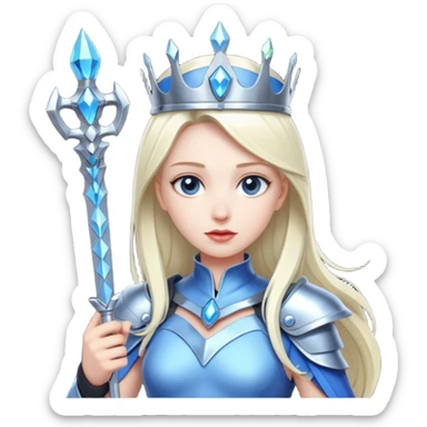 Cyber Queen – holo scepter + chrome belt,Blue Queens. sticker