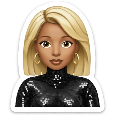 Mary J Blige with blonde hair, black sequin outfit sticker