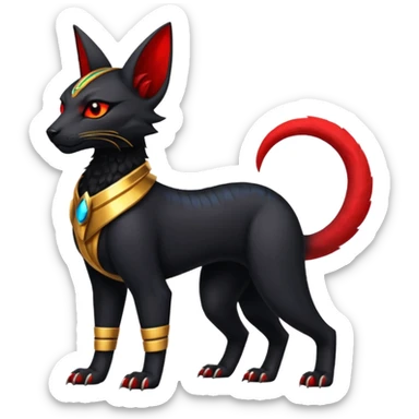Black Dark Furry Fluffy Modern Futuristic Cyber-Salandit-Bastet-Anubis-fusion full body sticker