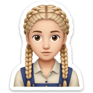 Character with neat French braids hairstyle sticker