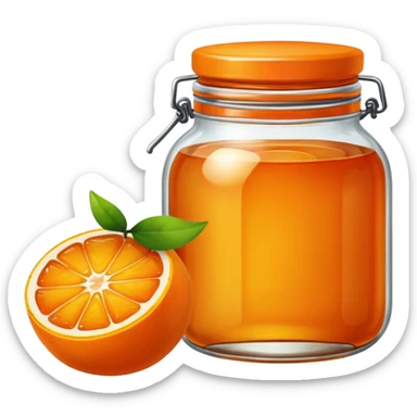 orange fruit with marmalade jar sticker