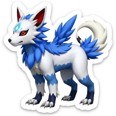 WereGarurumon-Zeraora-Renamon-Absol-fusion-hybrid-creature (full body sticker