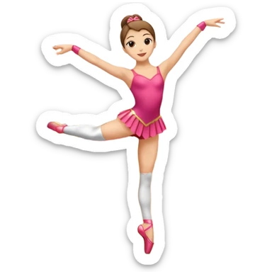 Una chica con vestuario de bailarina con las piernas flexionadas, el dedo índice en la boca, el tren superior inclinado hacia la izquierda y con la cadera proyectada hacia la izquierda sticker