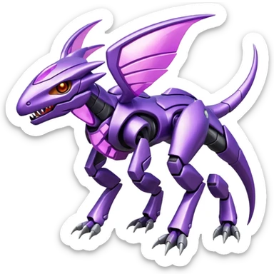 Shiny Exotic Colorful epic Miraidon-Genesect-Fakémon-hybrid-creature (full body)  sticker