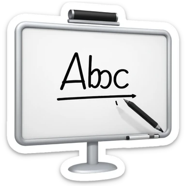 Whiteboard with ABC written on with handwriting sticker