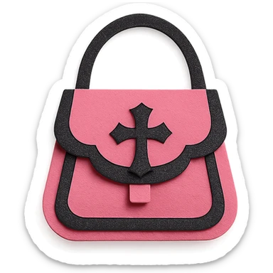 pink and black gothic purse, paper craft style, layered paper textures, handmade look, soft shadows sticker