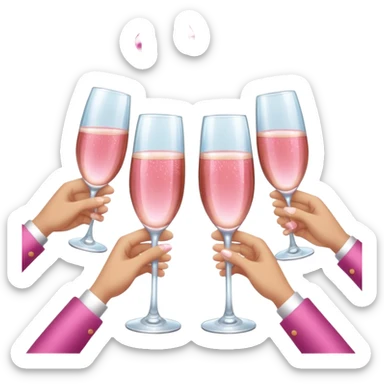 champagne glasses with pink champagne giving cheers with hands sticker