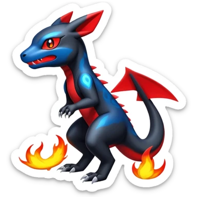 Cute Shiny Guilmon-Quilava-Salandit-Umbreon-Fakémon-hybrid-creature (full body)  sticker