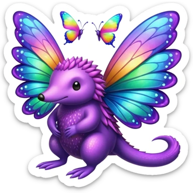 echidna with butterfly wings and sparkle sticker