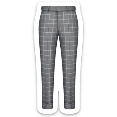 only the garment, gray dress pants with white grid pattern, plaid check pattern, formal trousers with cuffed hem, isolated item on white background, no model, no person sticker