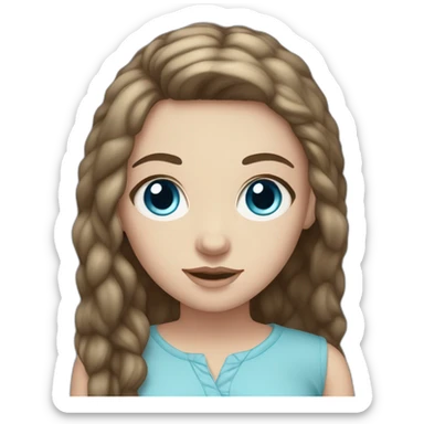 white girl with blue eyes, long dark brown hair and freckles  sticker