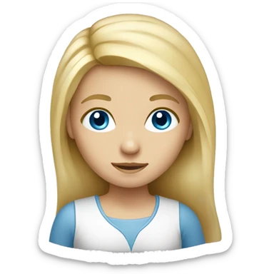Long Blonde hair blue eyes girl studying sticker
