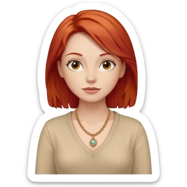 lady-in-beige-clothes-,-red-hair,-wearing-necklace sticker