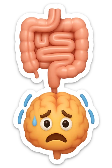 emoji 3d stile iphone di intestino e cervello stressato collegati verticalmente 3d sticker