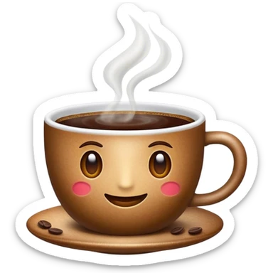 Cinematic Realistic Colombian Coffee Pop Culture Emoji, showcasing a steaming cup of rich, aromatic coffee that epitomizes Colombian culture rendered with detailed textures and warm, inviting lighting. sticker