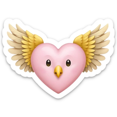 Heart with wings in soft pink, beige and yellow pastel colors sticker