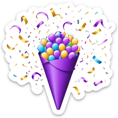 party popper purple   sticker