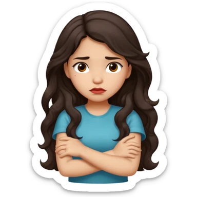 Hispanic girl with long wavy hair crossing her arms and pouting sticker