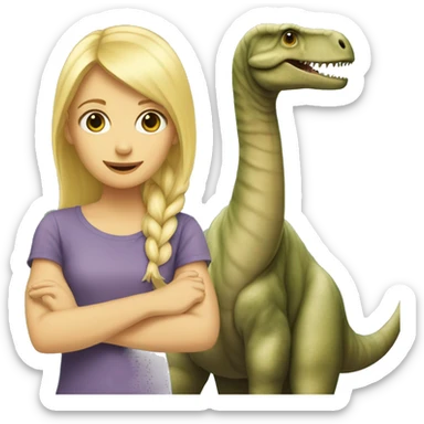 Blonde girl with Brachiosaurus sticker