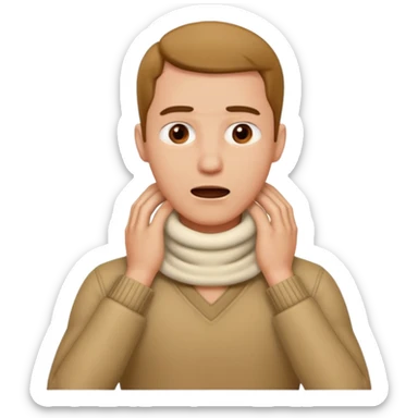 A guy with his hands over his neck making a chocking gesture  sticker