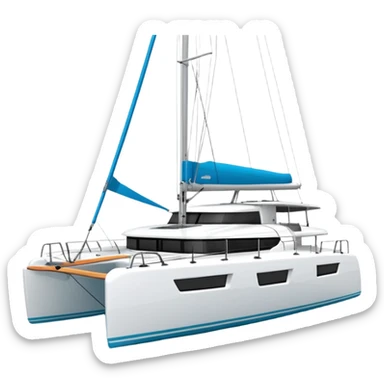 A lagoon 42 catamaran with no wording or letters on the boat. In a solid white background  sticker