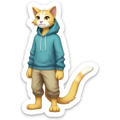 Anthro Sona Fakemon feline with a hoodie Full Body sticker