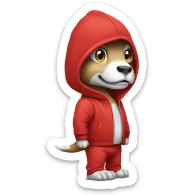 White trex wearing red hoodie  sticker