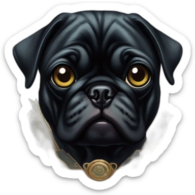 A cyberpunk black pug in Art Nouveau style during 1910 sticker
