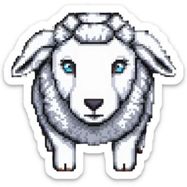 maximum blocky ultra-abstract pixel art Minecraft sheep emoji with only 2-4 large square pixels sticker