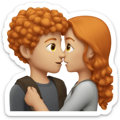 A ginger girl kissing a brunette boy sticker