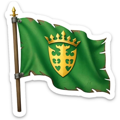 medieval war torn ripped banner Green heraldry flag blowing in wind sticker