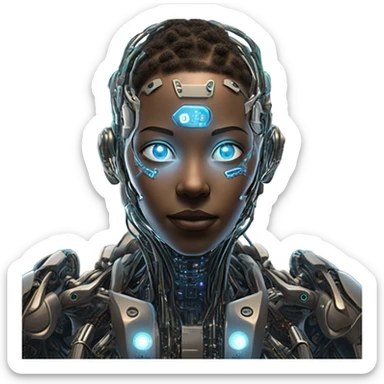 realistic cyborg performing magic sticker