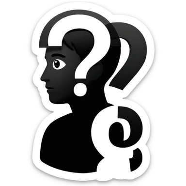 silhouette of a man with a question mark sticker