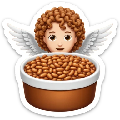 Create baked beans with curly haired people’s faces on them and put wings on them sticker