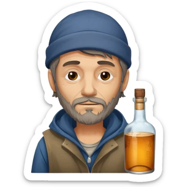 Homeless man with a bottle of alcohol  sticker