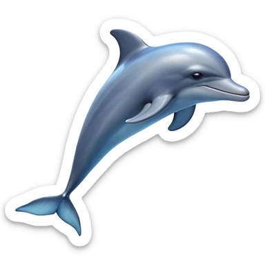 Cinematic Noble Dolphin Portrait Emoji, Poised and graceful, with a sleek, streamlined body of smooth, silvery-blue skin and a gentle, arched dorsal fin, deep, soulful eyes exuding intelligence, Simplified yet sharp and sophisticated features, highly detailed, glowing with a soft, aquatic luminescence, high shine, intelligent and elegant, stylized with an air of oceanic majesty, focused and fluid, soft glowing outline, capturing the essence of a watchful and confident marine guardian that seems ready to leap out of the screen with effortless authority! sticker