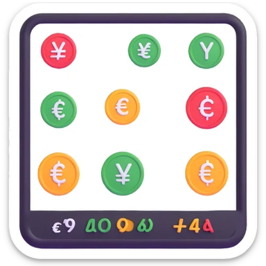 price analysis dashboard with euro dollar pound yen currency symbols sticker