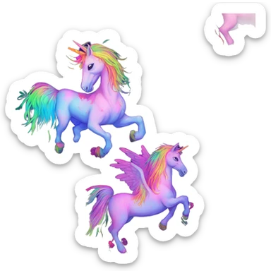 Zombie Pegasus unicorn psychedelic flowers floral groovy art neon rave raving sticker