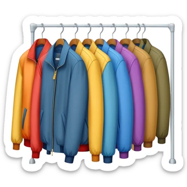 several jackets on a clothing rack sticker