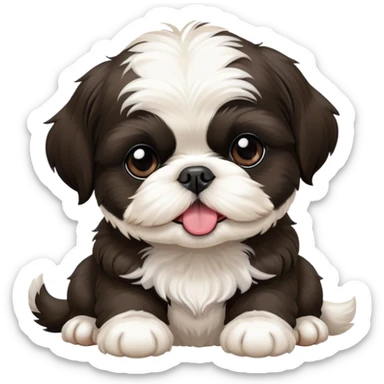 two black and white Shih Tzu puppies with tongues out sticker