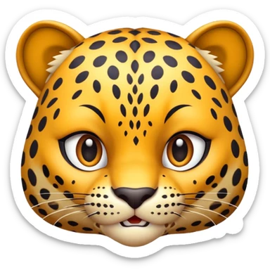 exotic leopard character, spotted fur, cute fierce face, 3D cartoon, mobile game icon style, clean background, no text, no watermark
 sticker
