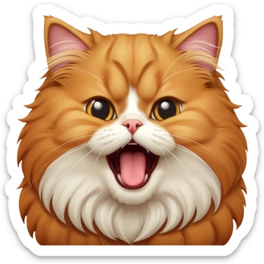 cinematic-adorable-big-eyed-fluffy-solid ginger-persian-cat-portrait-emoji,-head-tilted-playfully-with-a-cute,-exaggerated-yawn,-fluffy-solid ginger,-simplified-yet-irresistibly-cute-features sticker