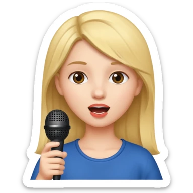 GIRL SINGING A SONG, HOLDING THE MIKE IN HAND sticker