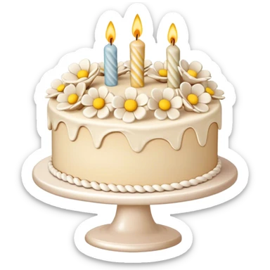  beige and white birthday cake with buttercream frosting flowers sticker