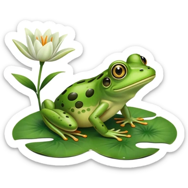 frog slipping on a lily pad with shocked expression sticker
